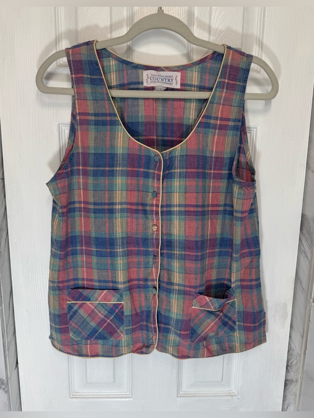 Vintage 90’s Victoria’s Secret milkmaid Vest Top Women’s M Cotton Cottagecore - Picture 13 of 13